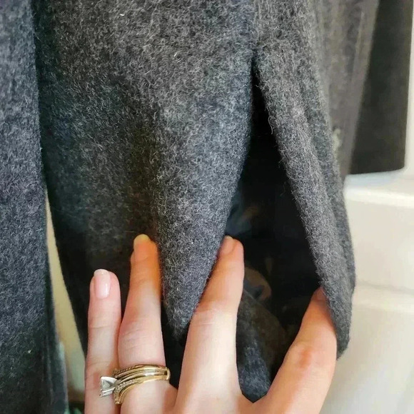 Levine Classics Gorgeous Dark Grey 100% Wool Long Trench Coat, Size 14 RN38843 - Picture 6 of 12